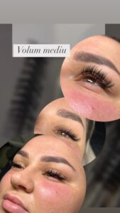 Extensii de gene volum mediu aplicate la Glamur Cosmetic, salon din Târgu Mureș - rezultat armonios, ideal pentru un look feminin și intens.