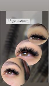 Privire conturată cu extensii de gene mega volume aplicate la Glamur Cosmetic, salon de înfrumusețare din Târgu Mureș