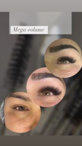 Privire conturată cu extensii de gene Mega Volume aplicate la Glamur Cosmetic, salon de înfrumusețare din Târgu Mureș